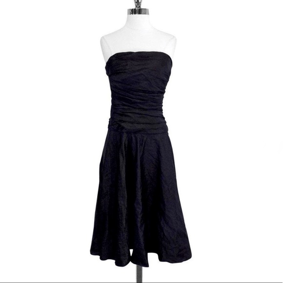 Ralph Lauren black label satin dress - size 4 - strapless midi - boning bodice - Picture 1 of 15